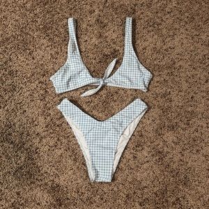 Zaful Plaid Light Blue Two-Piece Bikini Set